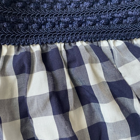 Love fire Off the shoulder blouse plaid blue and white tunic top size medium - Picture 2 of 4